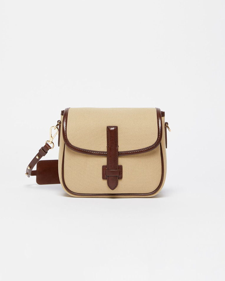Сумка Max Mara Gapnew через плечо текстиль с вставками кожи бежевый 18x6x16 см WE5511025506002