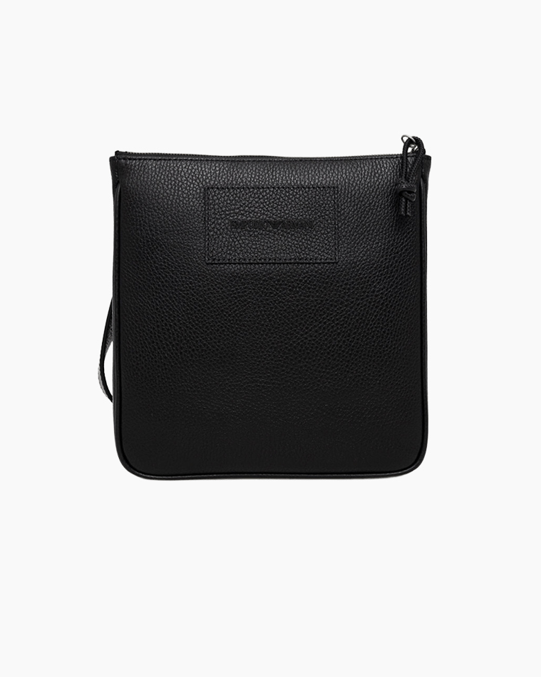 Сумка мужская Emporio Armani через плече на молнии кожа черная 23,5x2,5х22 см Y4M252Y068E