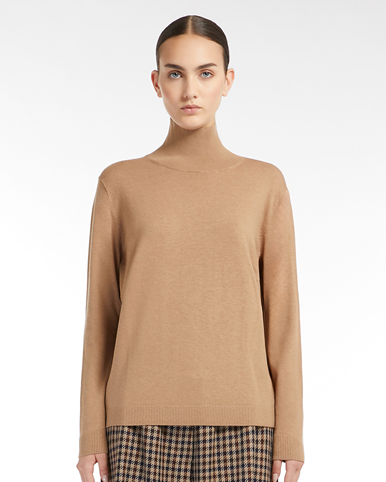 Женский гольф, водолазка Max Mara Kiku с шелка и шерсти карамельный 5366022600-004