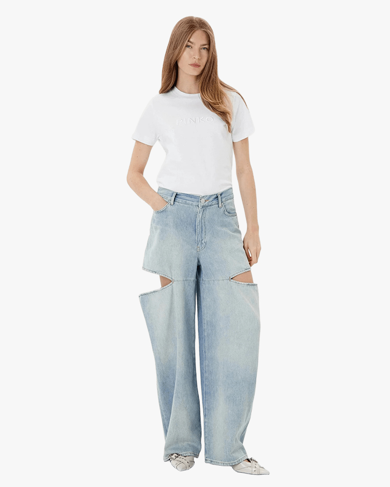 Женская футболка Pinko Start с вышитым логотипом белый 101752A2RDZ04
