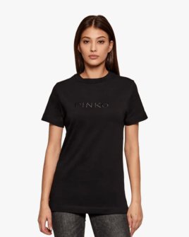 Жіноча футболка Pinko Start з вишитим логотипом чорний 101752A2RDZ99