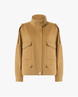Женское короткое пальто Pinko Crostino Caban бежевый шерсть 105341A2XMCAM