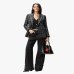 Женские джинсы широкого кроя Pinko Wanda Wide Leg Turn-Up хлопок с логотипом Love Birds черный 105541A2RRPJ4