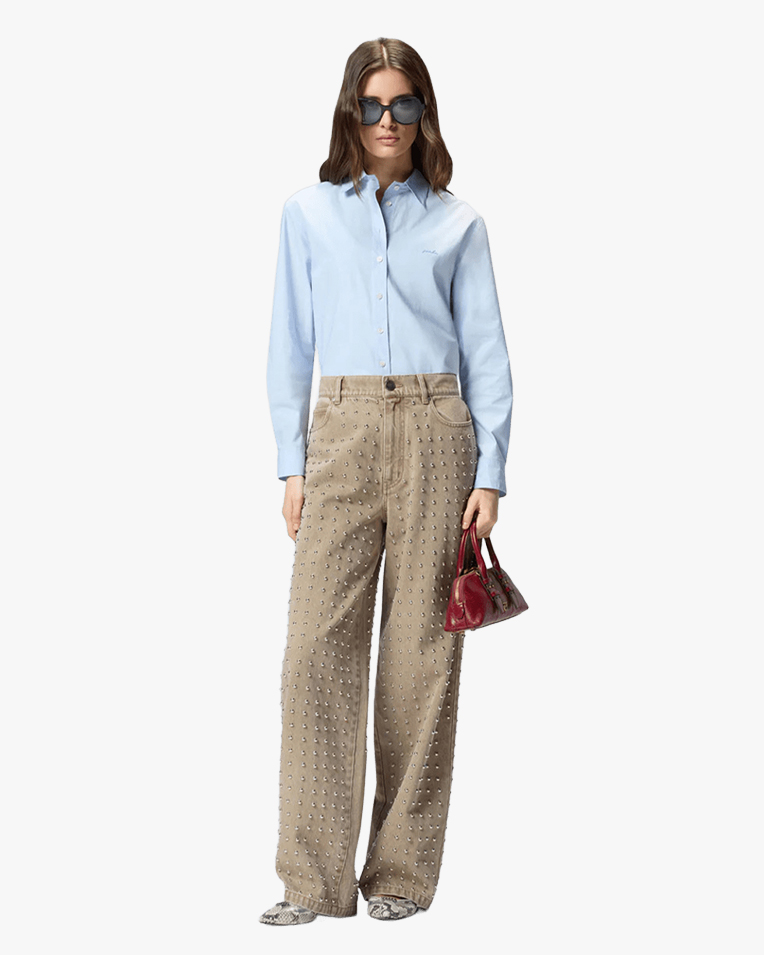 Жіноча сорочка Pinko Connie Camicia бавовна блакитна 106248A32LG50