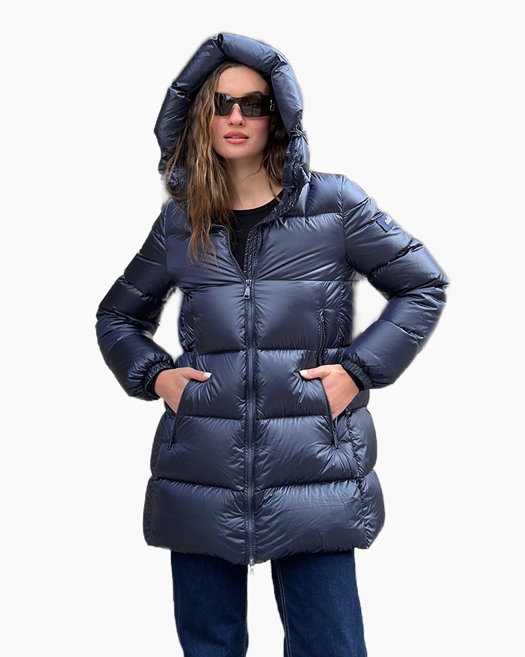 Женский пуховик длинный Add полиамид синий 10AW173-8782