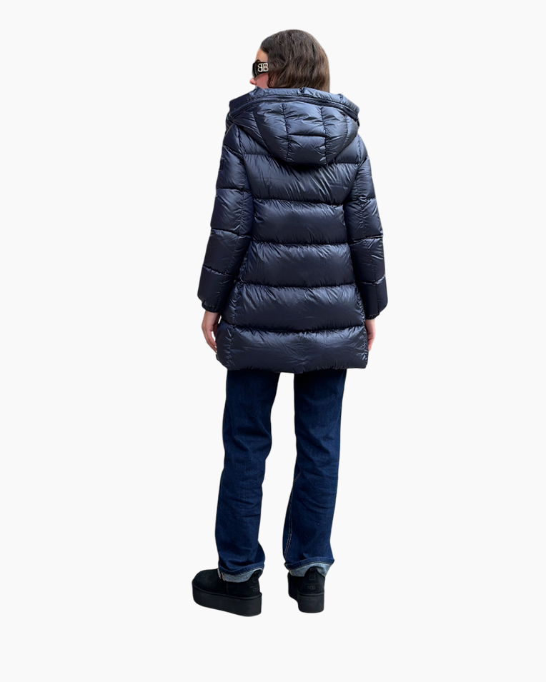 Женский пуховик длинный Add полиамид синий 10AW173-8782
