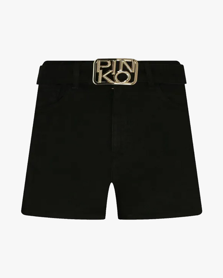 Женские джинсовые шорты Pinko с пряжкой логотипа хлопок черный 1J10N1 Y652