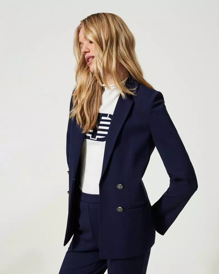 Жіночий костюм Twinset з гудзиками Oval T віскоза синій 241TP2270