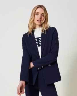 Жіночий костюм Twinset з гудзиками Oval T віскоза синій 241TP2270 Жіночий костюм Twinset з гудзиками Oval T віскоза синій 241TP2270