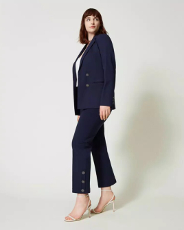 Женские брюки Twinset с пуговицами Oval T вискоза синий 241TP2273