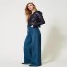 Жіночі джинси широкого крою Twinset Wide leg jeans with belt синій поліестер 241TP2662