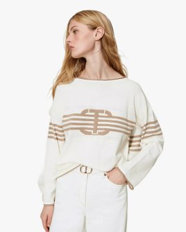 Жіночий джемпер Twinset з логотипом Oval T бежевий 241TP3191