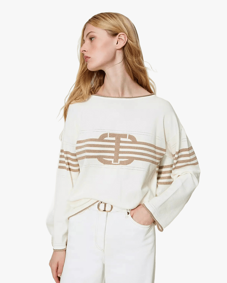Жіночий джемпер Twinset з логотипом Oval T бежевий 241TP3191