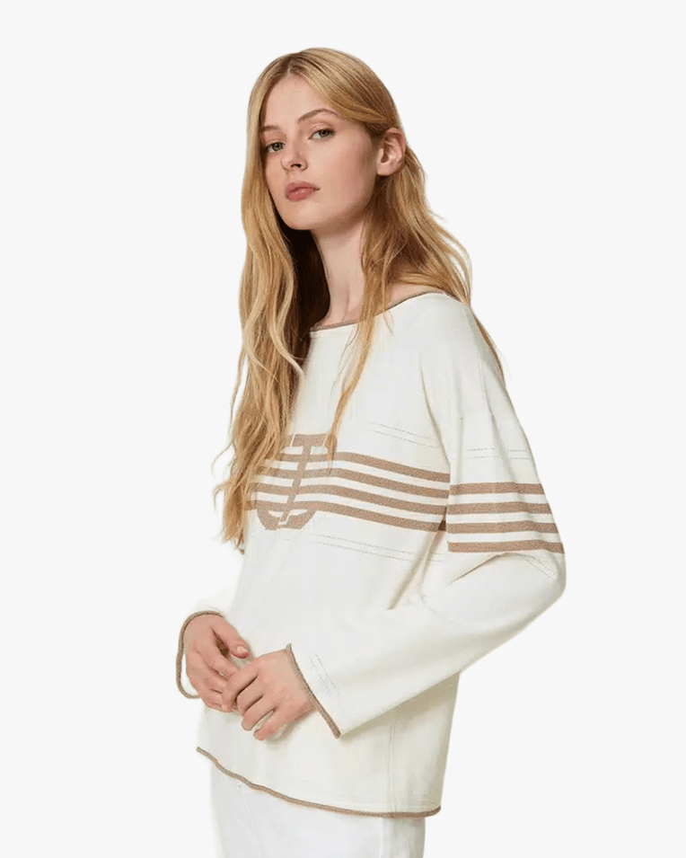 Жіночий джемпер Twinset з логотипом Oval T бежевий 241TP3191