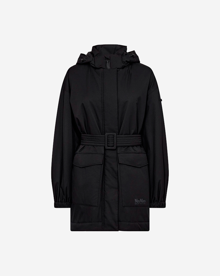 Жіноча парка Max Mara Circolo з капюшоном та ременем чорний 2426486018600-005