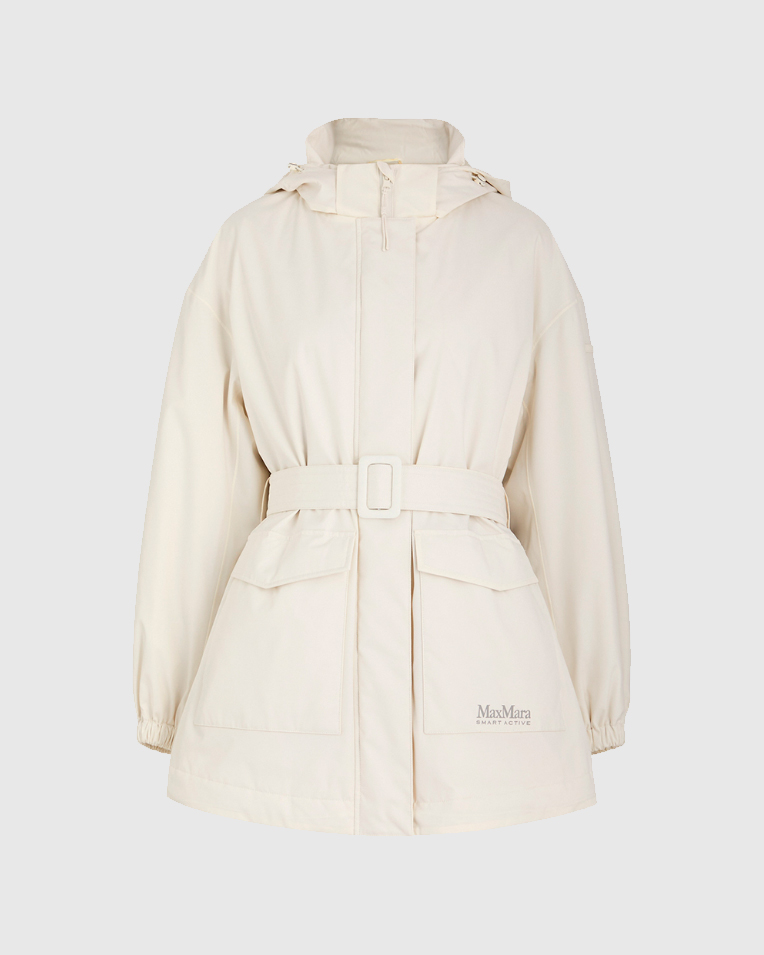 Жіноча парка Max Mara Circolo з капюшоном та ременем молочний 2426486018600-017