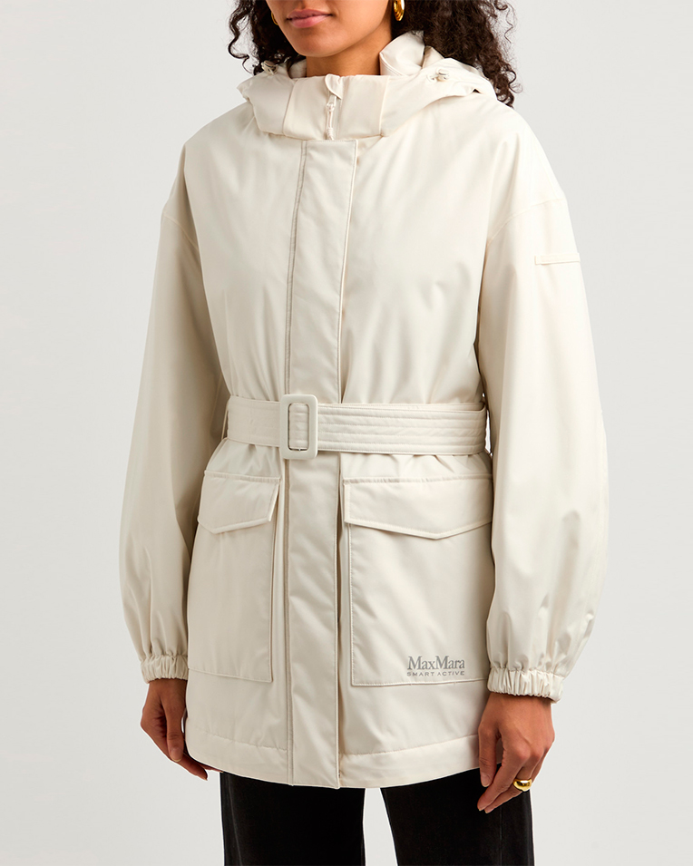 Женская парка Max Mara Circolo с капюшоном и ремнем молочный 2426486018600-017