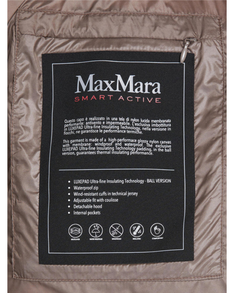 Жіночий пуховик подовжений Max Mara Master з капюшоном шоколад 2426486068600-002
