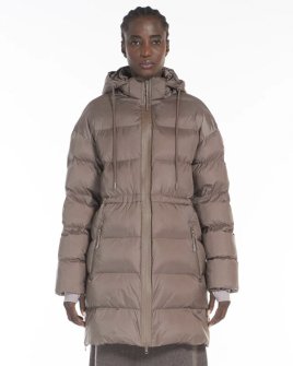 Жіночий пуховик подовжений Max Mara Master з капюшоном шоколад 2426486068600-002