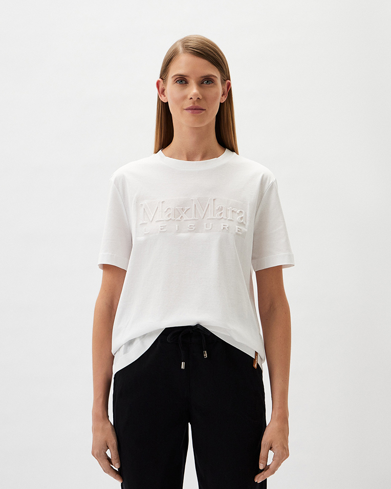 Женская футболка Max Mara Paggio с аппликацией Regular Fit білий 2426946038-001