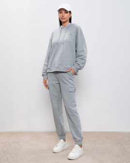 Жіночий спортивний костюм Twinset з логотипом Oval та кристалами сірий 242TP2494