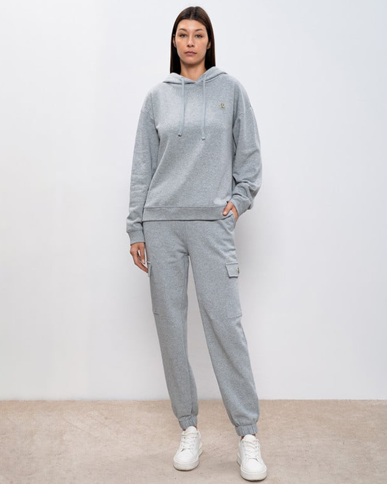 Жіночий спортивний костюм Twinset з логотипом Oval та кристалами сірий 242TP2494