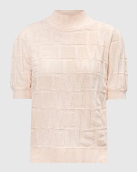Женский джемпер Twinset с кашемиром с фактурным узором логотипа бежевый 242TP3600-11748