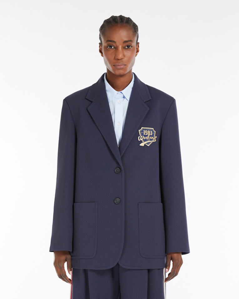 Женский костюм Max Mara Вrama блейзер с штанами Marsala хлопок синий 2515911011 000 + 25157810116 002