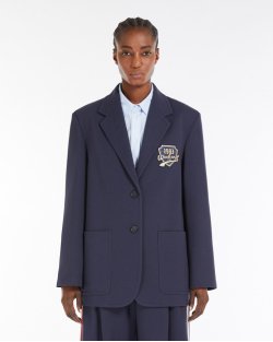 Женский костюм Max Mara Вrama блейзер с штанами Marsala хлопок синий 2515911011 000 + 25157810116 002