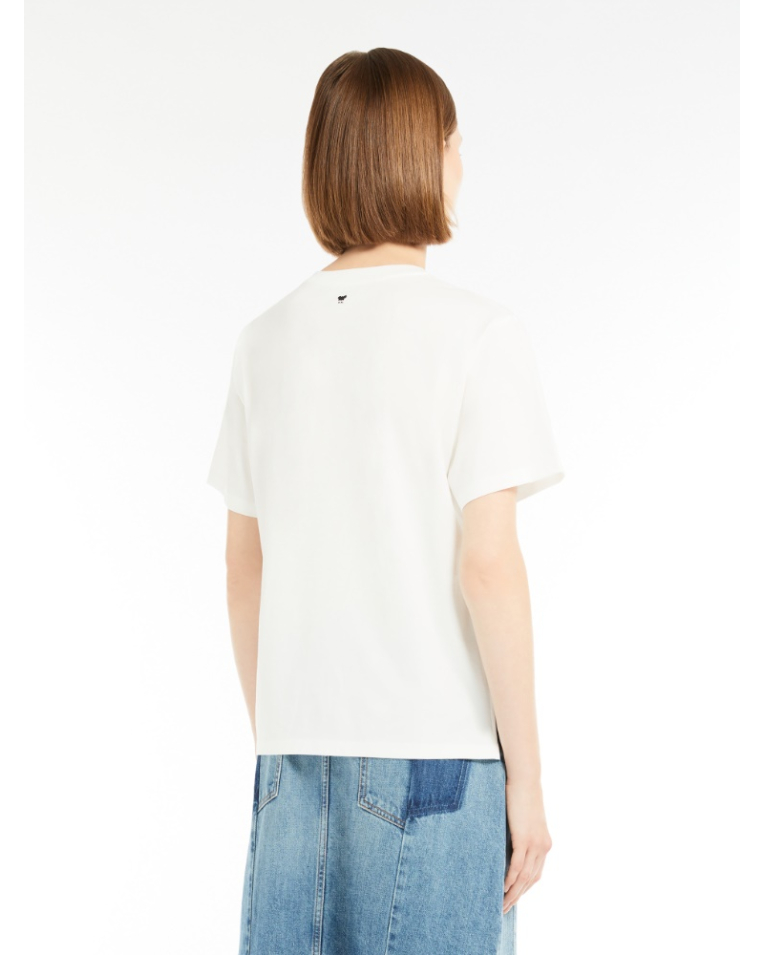 Женская футболка  Max Mara Vello с принтом белый 25159710416 008