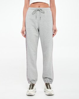 Женские спортивные штаны на резинке Max Mara Dudy c шелковой тесьмой серый 2516781107