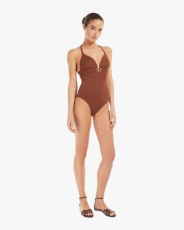 Купальник цільний Max Mara Celine з чашкою з тонкого коричневого трикотажу 2516831039 650 004