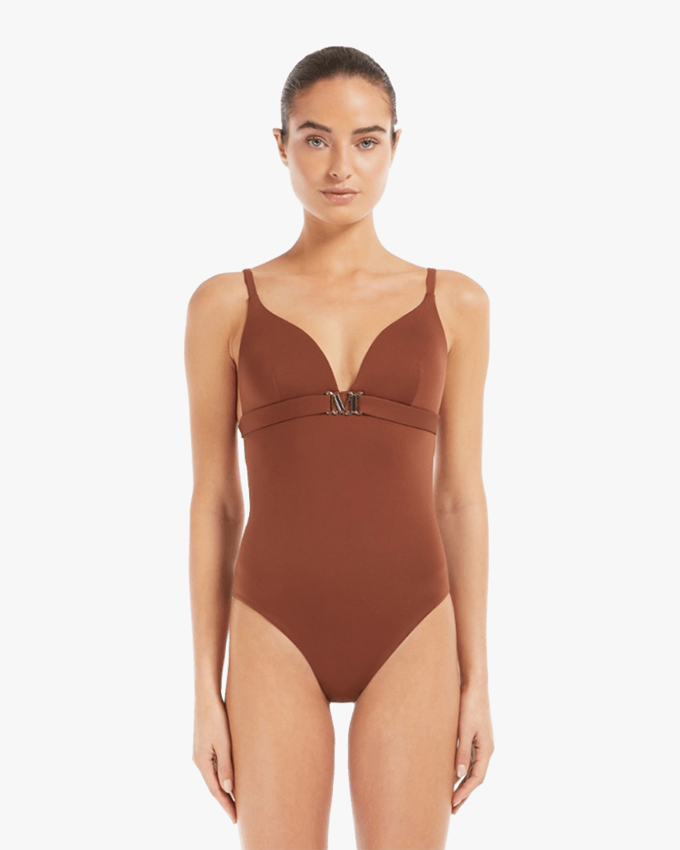 Купальник цельный Max Mara Celine с чашкой из тонкого трикотажа коричневый 2516831039 650 004