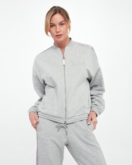 Женский худи Max Mara Dodo на молнии хлопок шелковой тесьмой серый 2516921017