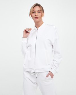 Женский худи Max Mara Dodo на молнии хлопок шелковой тесьмой белый 2516921017