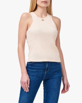 Женский Топ Twinset приталений в рубчик логотип Oval T розовый 251TP2550-00178