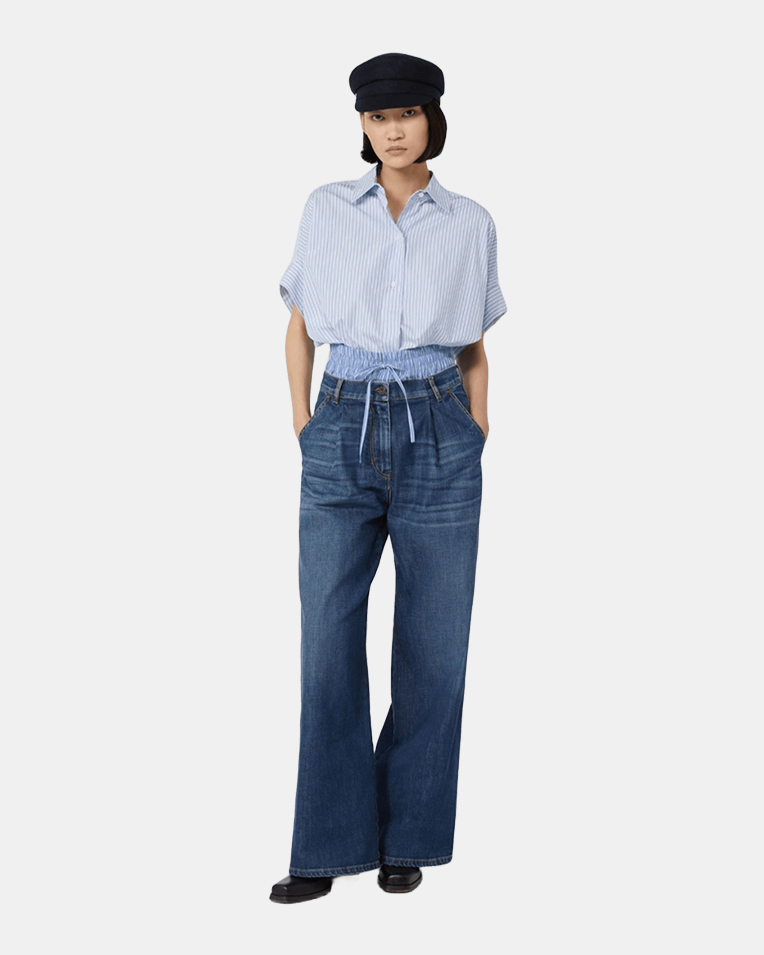 Женские джинсы широкого кроя Max Mara Weekend Ortles хлопок синие 2525186041 004