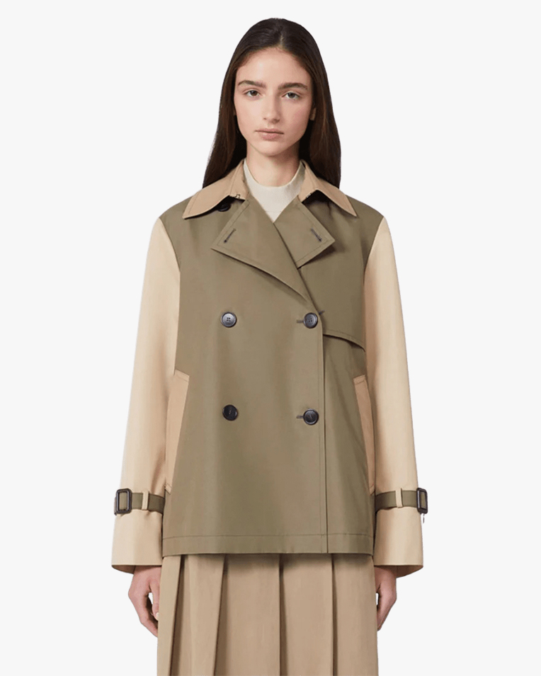 Женский укороченный тренч Max Mara Weekend Biglia хлопок хаки 2615021051029