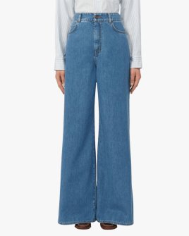 Женские джинсы широкого кроя Max Mara Weekend Vega хлопок синие 2615181041 002