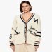 Кардиган жіночий Max Mara Weekend Blasone з вовни з логотипом молочний 26153410616004