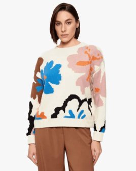 Женский свитер Max Mara Celebre хлопок белый с принтом 26153611716002