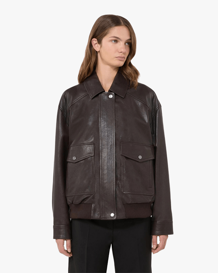 Жіноча куртка Max Mara Weekend Gigante шкіра коричнева 2615441061002