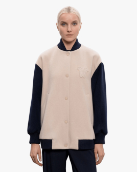 Жіночий вовняний бомбер Max Mara Weekend Dellisse молочний з синім 2615481071031