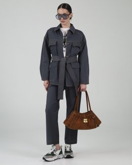 Женский костюм Max Mara джинсовый жакет с брюками, синий 26169110176002 26167810276002