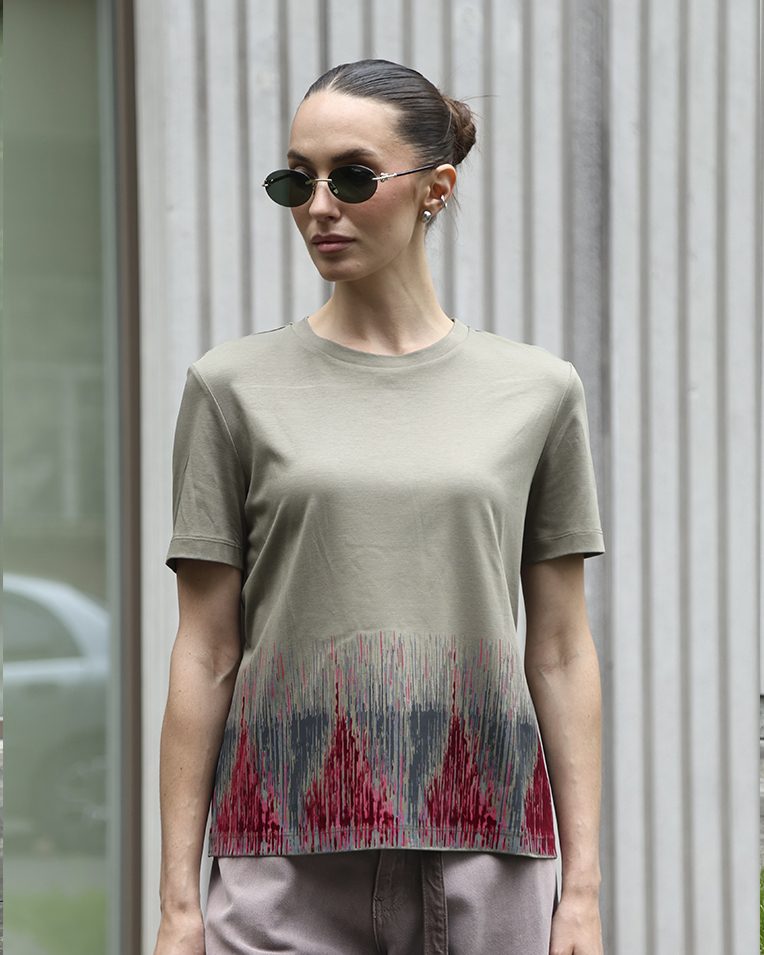 Женская футболка Max Mara Negozi с аппликацией зеленая 26169410576002