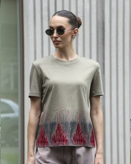 Жіноча футболка Max Mara Negozi з аплікацією зелена 26169410576002