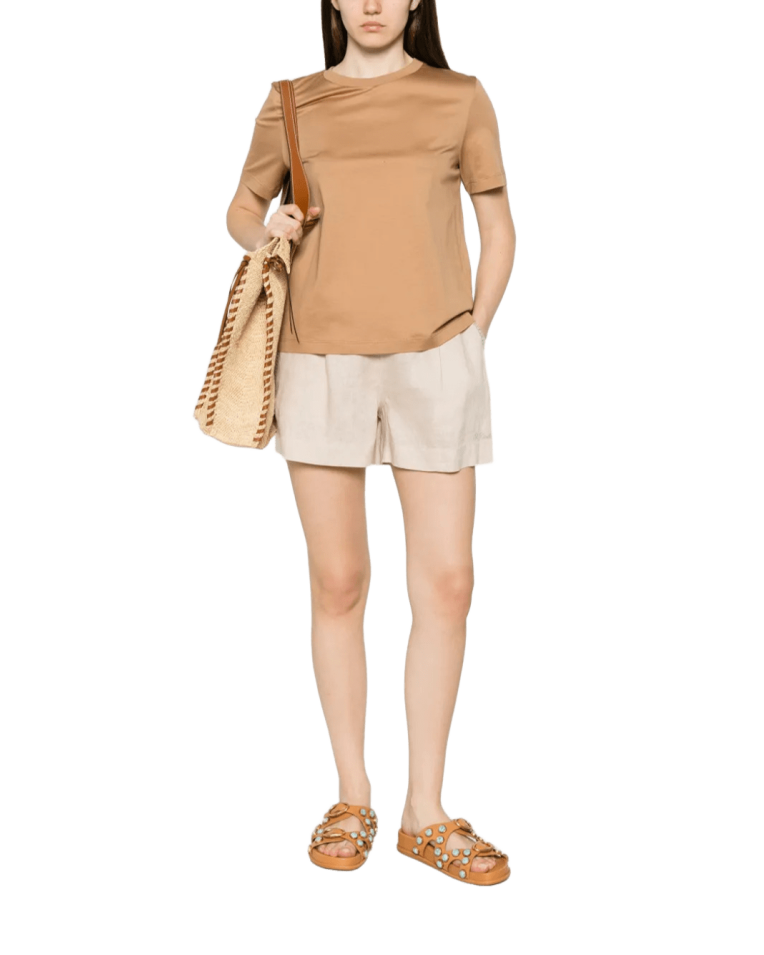 Жіноча футболка Max Mara Licenza бавовна бежева з принтом 2616941108600