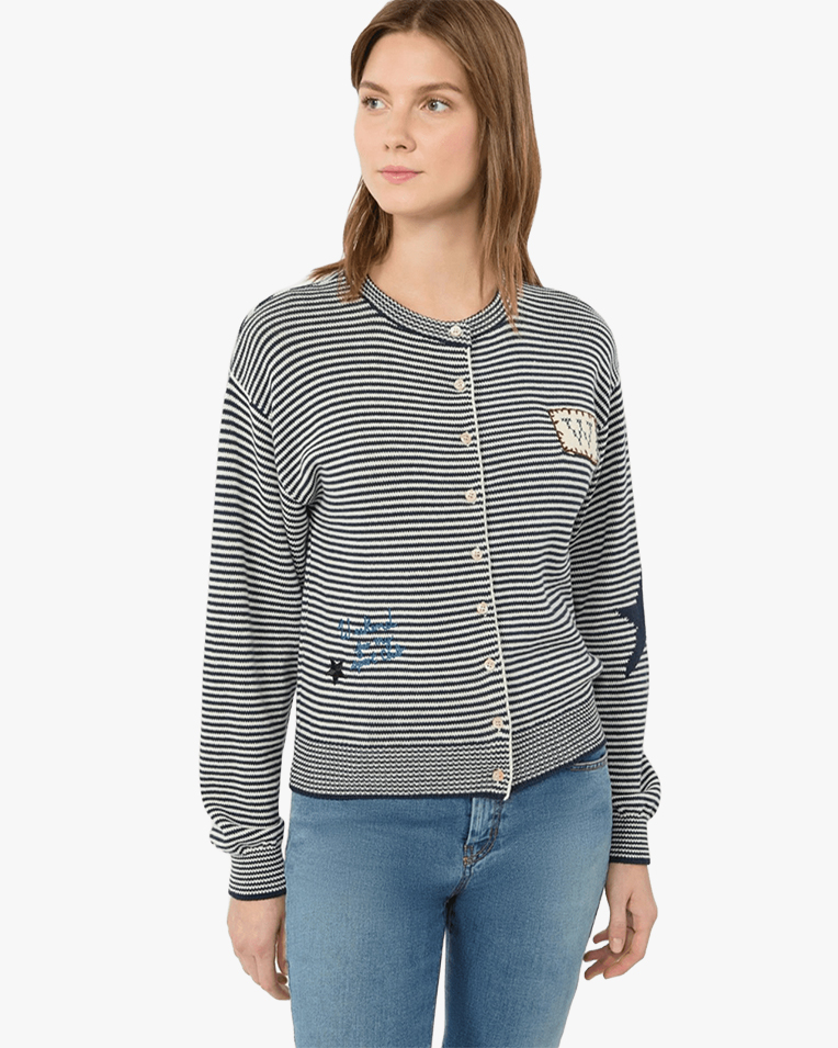 Женский кардиган Max Mara Weekend Teiera хлопок синий в белую полоску 2625346041021