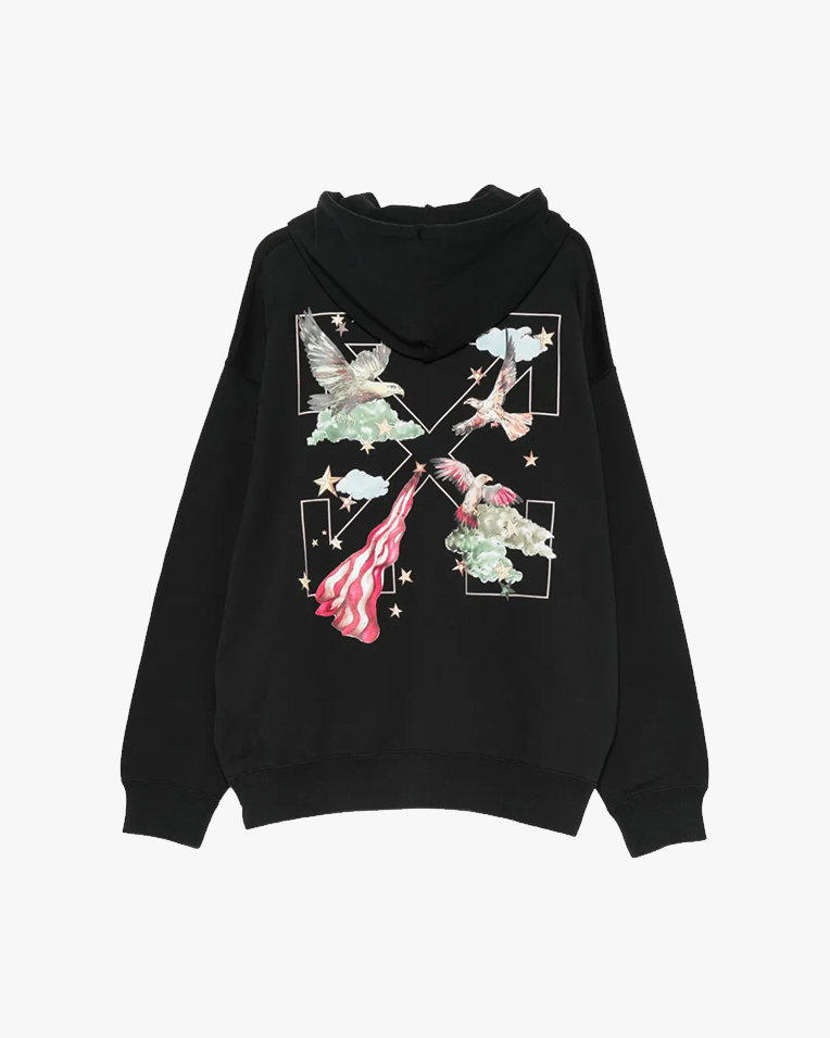 Худі чоловіче Off-White бавовна чорна з принтом 44MBB085Z26F003001