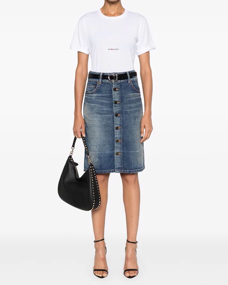 Жіноча футболка Saint Laurent Classic-Fit з логотипом бавовна білий 460876YB2DQ 9000